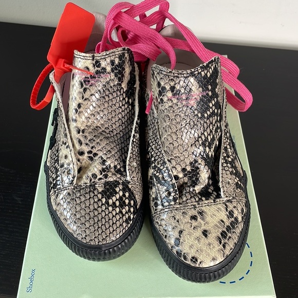 Off White Snakeskin Sneakers - Picture 6 of 8